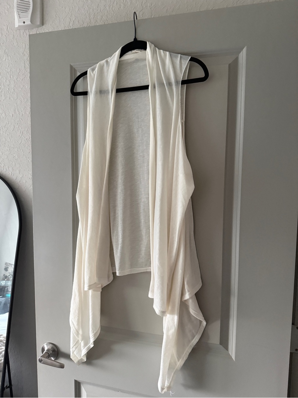 Sleeveless Draped Open Front Vest - Ivory